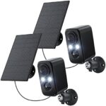 IHOXTX Security Cameras Wireless Outdoor, Flood Light Solar Cameras for Home Security, Home Camera with Color Night Vision, PIR Human Detection, 2-Way Talk, IP66 Waterproof (2Packs-Black)