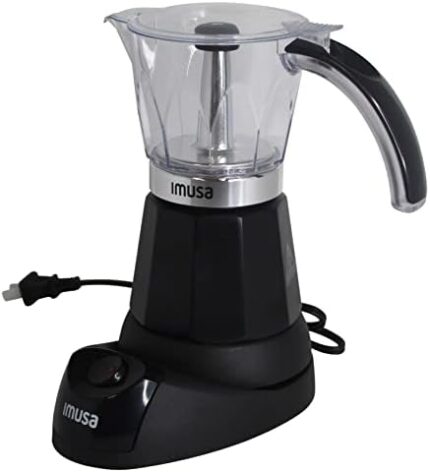 IMUSA 3-6 Cup Electric Espresso Maker with Detachable Base, Black