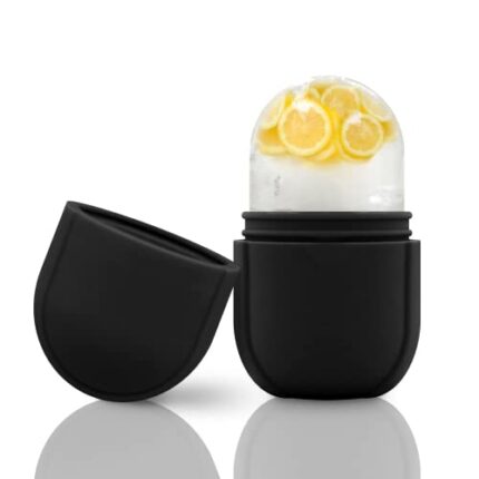 Ice Roller for Face and Eye, Ice Face Roller,Facial Beauty Ice Roller Skin Care Tools, Ice Facial Cube, Gua Sha Face Massage, Silicone Ice Mold for Face Beauty (Black)