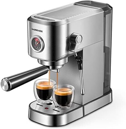 Ihomekee 15Bar Espresso Machine, Espresso Maker with Commercial Steamer for Latte and Cappuccino, Expresso Coffee Machine with 42 oz Removable Water Tank, Full Stainless Steel - CM5200