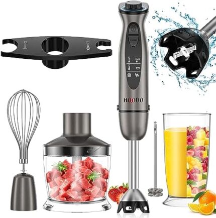 Immersion Blender Handheld 7-in-1 1000W Powerful Scratch Resistant Hand Blenders for Kitchen, Stick Blender Immersion 12 Speed and Turbo Mode, Low-Noise, Beaker Chopper Whisk Milk Frother, BPA-Free