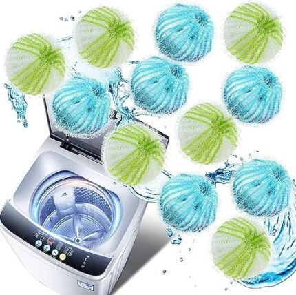 Inscape Data Pet Hair Remover for Laundry, Lint Remover for Clothes, Reusable Laundry Pet Hair Catcher, Effective Dog and Cat Hair Catcher for Washing Machine, Green & Blue, 12PCs
