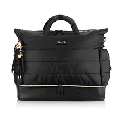 Itzy Ritzy Dream Weekender Lightweight Travel & Hospital Bag Features Base Compartment & 12 Pockets, Midnight Black
