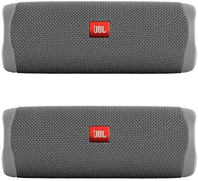 JBL Flip 5 Waterproof Portable Wireless Bluetooth Speaker Bundle - (Pair) Gray