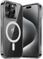 JETech Magnetic Case for iPhone 15 Pro 6.1-Inch Compatible with MagSafe Wireless Charging, Shockproof Phone Bumper Cover, Anti-Scratch Clear Back (Black)