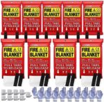 JJ CARE Fire Blanket – 9 Packs with Hooks and Gloves – Emergency Fire Blanket for Home & Kitchen, High Heat Resistant Fire Suppression Blankets for Home Safety, Kitchen, and Camping
