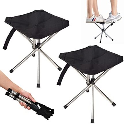 JVZI Folding Camping Stool - 13.8" Small Foldable Stool for Adults - Ideal for Outdoor Activities, Hiking, Fishing, Bonfire, Travel- 275 lb Weight Capacity with Carry Bag (2)