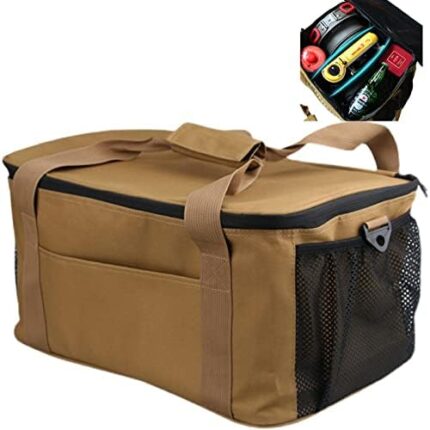 Jaugufiy Camping Cookware Storage Bag, Camping Cooking Utensils Organizer, Camping Storage Handbag, Barbecue Tool Storage Bag, Cookware Utensils Kit Travel Hanging Bag Outdoor Equipment Carry Bag