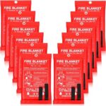 Jerify 12 Pack Fire Blanket for Home Emergency Fire Blanket 47 x 47 Inch Kitchen Fire Suppression Blanket Fiberglass Fire Blanket Flame Retardant Protection and Heat Insulation (Red)