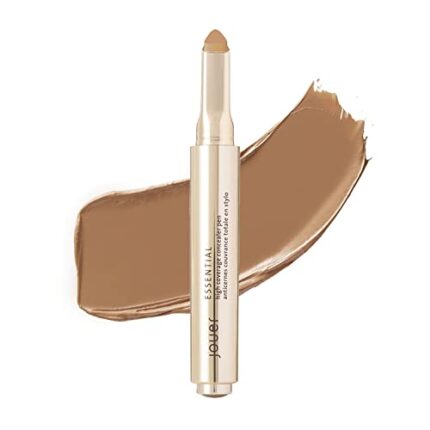 Jouer Essential High Coverage Concealer Pen - Under Eye Concealer for Dark Circles - Brightening Makeup for Eye Circles - Color Corrector for Spot Coverage and Eye Primer with Hyaluronic Acid and Vitamin E