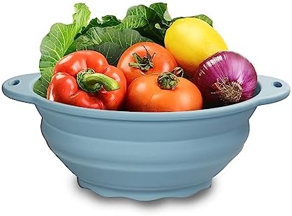 Jovilife Collapsible Camping Bowl 88oz Collapsible Silicone Salad Bowl Large Silicone Bowl for Outdoor Hiking Travel Storage and Mixing(Light Blue)