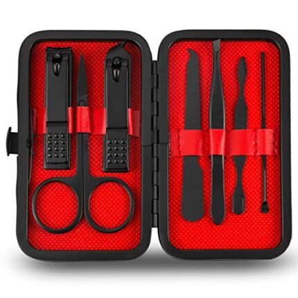 Jwxstore Manicure Set Nail Clippers Kit Mens Grooming Kit 7 in 1 Professional Personal Nail Care Set with Luxurious Travel Case Gifts for Men Husband Boyfriend Parents Women Elder Patient