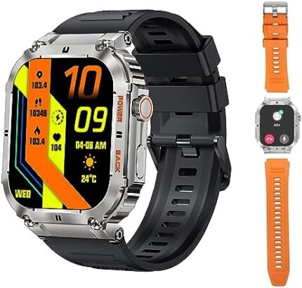 KACLUT Smart Watch,100M Waterproof Rugged Military Smartwatch with Bluetooth Call(Answer/Dial Calls) 2-inch Utral Large HD Display 70 Days Extra Long Battery Life,100+ Sports Modes Fitness Tracker