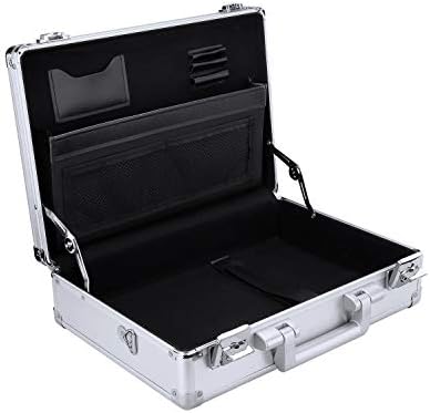 KDLASS Aluminum Briefcase, 14-inch Laptop Briefcase for Men and Women with Locks 15.5 x 11 x 4.3 inches (Silver)