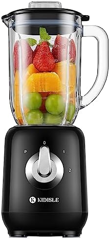 KIDISLE Retro Blenders for Kitchen, 34oz Glass Jar, 700W Smoothie Blender for Shakes and Smoothies, 3 Adjustable Speed for Milkshake, Ice Crush, Puree and Frozen Fruit, Black