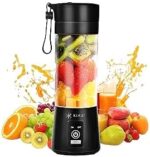 KIKE Portable Blender, Personal Blender for Shakes and Smoothies with 6 Blades and 16oz, USB Rechargeable, Travel Cup and Lid, Juices, Baby Food, Heavy Duty and Food Processor (BLACK)