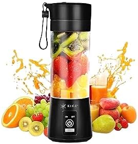 KIKE Portable Blender, Personal Blender for Shakes and Smoothies with 6 Blades and 16oz, USB Rechargeable, Travel Cup and Lid, Juices, Baby Food, Heavy Duty and Food Processor (BLACK)