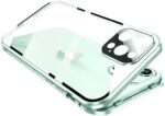KMXDD Lockable Magnetic Case for iPhone 15 with Safety Lock Screen Protector Camera Lens Protector Double-Sided Glass 360° Full Body Bumper Cover Clear Case (iPhone15, Green)