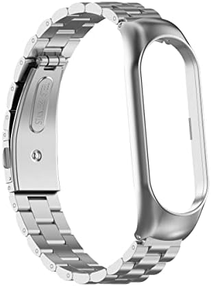 KOMI Mi Band 7 Watch Band - Metal Stainless Steel Replacement Strap Compatible for Xiaomi Mi Band 7 Tracker smartwatch(Silver)