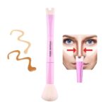 Katelia Beauty Nose Contour U-Shaped Makeup Brush for Sculpting and Defining Nose Contour, 2-in-1 Precision Duo Contour Brush, Innovative and Unique Dual-Ended Brush With a Fluffy Buffing Brush For Defining Cheek Bones and a U-Shaped Brush for Easy Nose Contour
