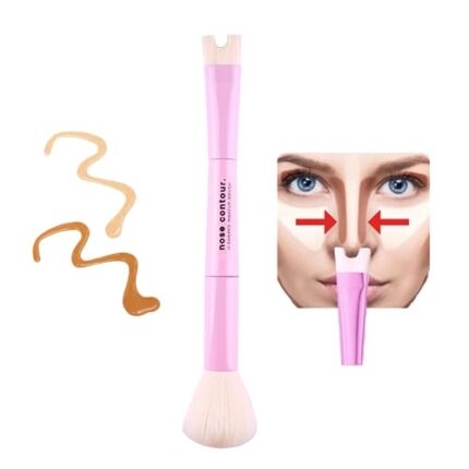 Katelia Beauty Nose Contour U-Shaped Makeup Brush for Sculpting and Defining Nose Contour, 2-in-1 Precision Duo Contour Brush, Innovative and Unique Dual-Ended Brush With a Fluffy Buffing Brush For Defining Cheek Bones and a U-Shaped Brush for Easy Nose Contour