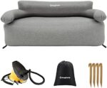 KingCamp Double Inflatable Couch Sofa Camping Chair Heavy Duty for Adults Outdoor Air Sofa with Fixed Webbing Support 880 lbs Blow Up Couch for Camping Picnic Beach Travel(Grey/Blue)