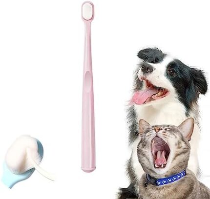 KnocKconK Pet Dental Toothbrush with Soft Head, Cat Easy Teeth Cleaning, Dog Deep Clean Dense Brush, Safe and Effective Oral Care, Brush Away Bad Breath(Pink, Blue)