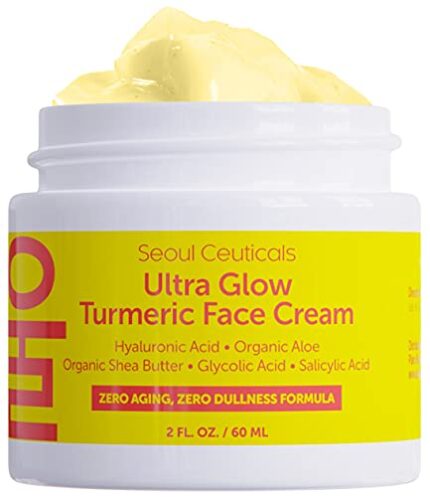 Korean Skin Care Turmeric Cream – Korean Face Moisturizer for Dull and Dry Skin, K Beauty Skincare – Salicylic and Hyaluronic Acid + Glycolic Acid Cream – for Glowing Skin 2oz