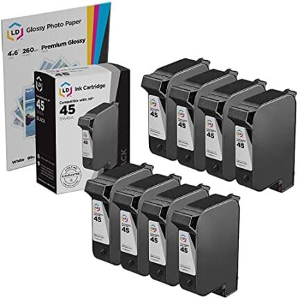 LD Products Remanufactured HP 45 51645A Ink Cartridge Compatible Replacement for PhotoSmart 1000 1100 1100xi 1115 1115cvr 1215 1215vm 1218 1315 1315vm P1000 P1000xi P1100 P1100xi P2100 (Black, 8-Pack)