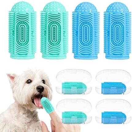 LDIIDII Dog Toothbrush Dog Tooth Brushing Kit 4 Pack Dog Finger Toothbrush for Dog Teeth Cleaning&Dog Dental Care,Dog Tooth Brush Pet Toothbrush Finger Tooth Brush for Medium Large Dog