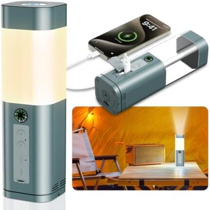 LED Camping Lantern Rechargeable 10000mAh Tent Light Camp Hanging 6 Modes Durable Aluminum Alloy Shell Outdoor Portable Lights for Emergency Lamp Camping Gear with Power Bank Mosquito Repel Feature