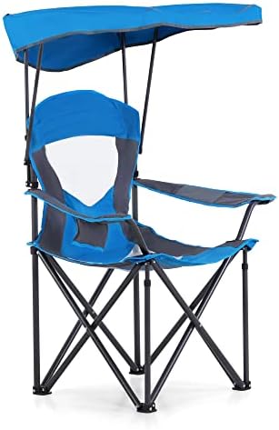 LET'S CAMP Camp Chair with Shade Canopy Folding Camping Chair with Cup Holder and Carry Bag for Outdoor Camping Hiking Beach, Heavy Duty 350 LBS
