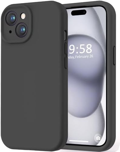 LOVE 3000 Compatible with iPhone 15 Case, [Smooth Silicone Full Coverage Camera] [8ft Drop Protection], Soft Microfiber Lining Full Body Protective Case for iPhone 15 6.1 inch - Black