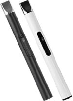 LYTOWN Lighter, 2 Pack Candle Lighter Electric Arc Lighter Rechargeable USB Lighter Flameless Grill Lighter with Safe Button for Home Candle BBQ Camping Kitchen(Black & White)