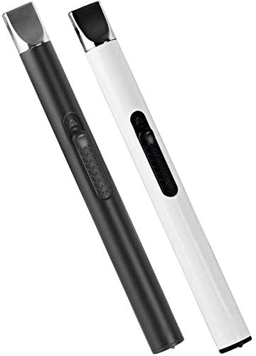 LYTOWN Lighter, 2 Pack Candle Lighter Electric Arc Lighter Rechargeable USB Lighter Flameless Grill Lighter with Safe Button for Home Candle BBQ Camping Kitchen(Black & White)