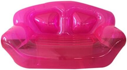La funcosa Inflatable Clear Pink Double Person Sofa Blow UP Chairs Portable Camping Yard Couchs Inflatable Patio Furniture