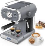 Laekerrt Espresso Machine with Visible Thermometer, 20 Bar Pump Pressure Home Coffee Machine with Milk Frother Steam Wand, 1100W Cappuccino Latte Coffee Maker, with 2 Stainless Steel Filter Cups