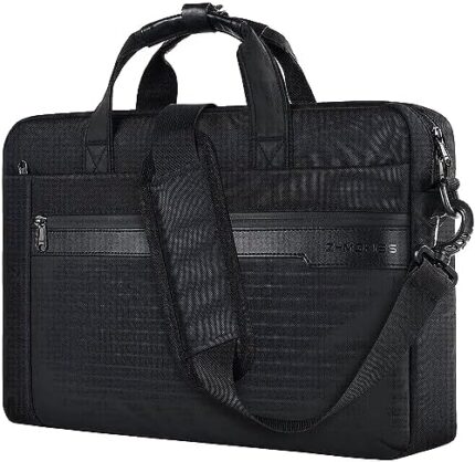 Laptop Bag 15.6 Inch, Briefcase for Men, Laptop Carrying Case, Adjustable Shoulder Messenger Computer Bag, Business College Laptop Case, Water Resistance Laptop Bag Fits HP, Dell, Lenovo, ASUS, Black