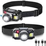 Laufary Headlamp-Gifts for Men, Rotating Zoom Head Light,2 Pieces Super Bright LED Head Lamp Flashlight, IPX4 Waterproof, Adjustable Headband, for Adults and Kids,Hiking,Camping, Emergency Light.