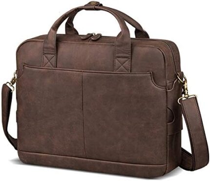 Leather Briefcases for Men Laptop Briefcase 15.6 Inch Business Messenger Bag for Men Computer Bag Retro Waterproof Brown,Perfect Gifts For Husband/Christmas Gifts for Men