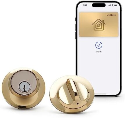 Level Lock+ Smart Lock with Apple Home Keys - Smart Deadbolt for Keyless Entry Plus Key Card or App, Bluetooth Enabled Lock Works with Apple HomeKit, Polished Brass