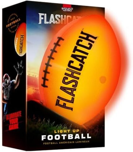 Light Up Football - Glow in the Dark Foot Ball - NO 6 - Outdoor Sports Birthday Gifts for Boys 8-15+ Year Old - Kids, Teenage Youth Gift Ideas Activity - Cool Boy Toys Stuff Ages 8 9 10 11 12 13 14 15