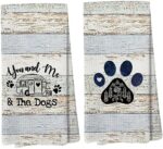 Liosei You and Me and The Dogs Camping Kitchen Towels,Camping Dish Towels,Dog Kitchen Towels,Camping Gifts for Women Men,RV Decor,Campsite Decor,Camping Supplies for RV Campers 16x24 Inch Set of 2
