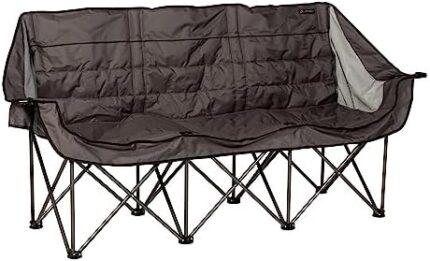 Lippert Campfire Folding Couch - Dark Grey, High-Loft, Foldable Sofa, Dual Cup Holders, Power Coated Steel Frame, Durable 600D Outdoor Polyester Fabric, 500 lb. Capacity, 2022114796