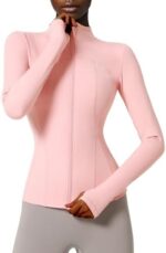 Locachy Women's Slim Fit Full Zip Athletic Running Sports Workout Jacket with Pockets