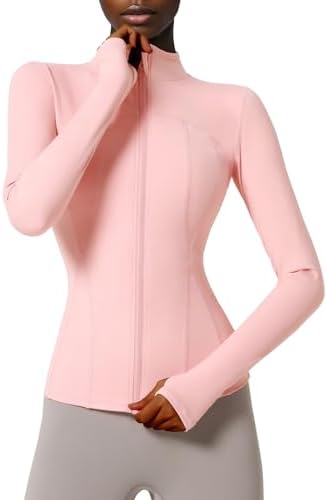 Locachy Women's Slim Fit Full Zip Athletic Running Sports Workout Jacket with Pockets