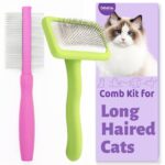 Long-Haired Cat Care Combo Expert Detangling, Flea & Dirt Removal, Deshedding, Easy Cleaning, Comfortable Grip - Wooden and Environmentally Responsible by Felinfun