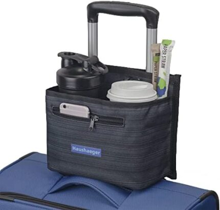 Luggage Travel Cup Holder Attachment Drink Carrier Caddy for Beverages Holds Coffee Mugs and Tumblers Fits Roll Suitcase Handles Free Your Hand Unique Essential Flight Attendant Accessories for Plane