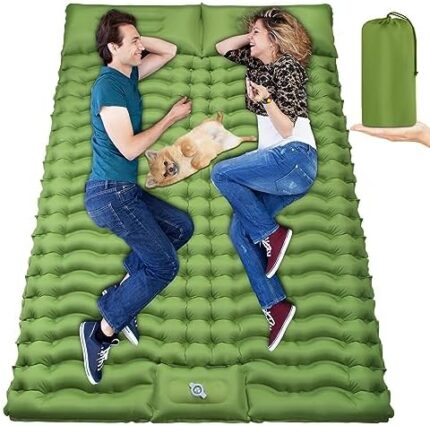 MAMBAKOTR Double Camping Sleeping Pad with Built-in Foot Pump and Pillows Thick Inflatable 2 Person Portable Camping Mat for Hiking Backpacking Tent