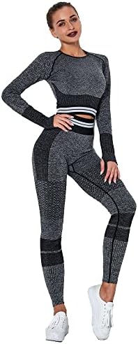 MANON ROSA Workout Sets Women 2 Piece Legging Zip Crop Top Seamless Yoga Outfits Clothes Tracksuit